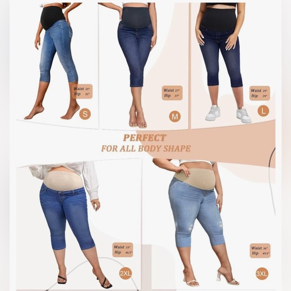 NWT High Waist Maternity Stretch Denim Capri Jeans Slim Boot Cut Fit Size 2X - Picture 5 of 8
